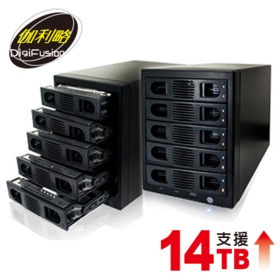 伽利略【3.5吋/5Bay】35D-U3ES5R獨立電源/RAID0.1.3.5.10/支援2.5吋/支援單顆14T