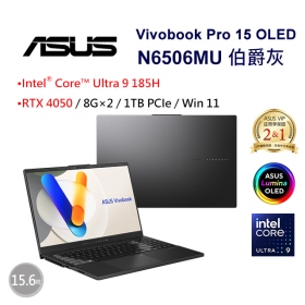 華碩 N6506MU-0022G185H(伯爵灰)(Ultra 9-185H/16G/1T/RTX4050/15吋)