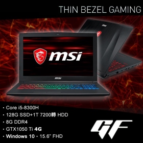 MSI GF62 8RD[253TW] i5-8300H/8G/128G1T/1050Ti-4G