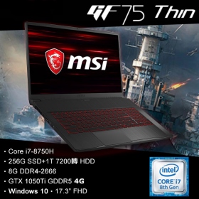 MSI GF75 8RD[016TW] i7-8750H/8G/256G1T/1050Ti-4G