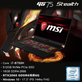 MSI GS75 8SE[033TW]i7-8750H/16G/512G/RTX2060-6G/144HZ